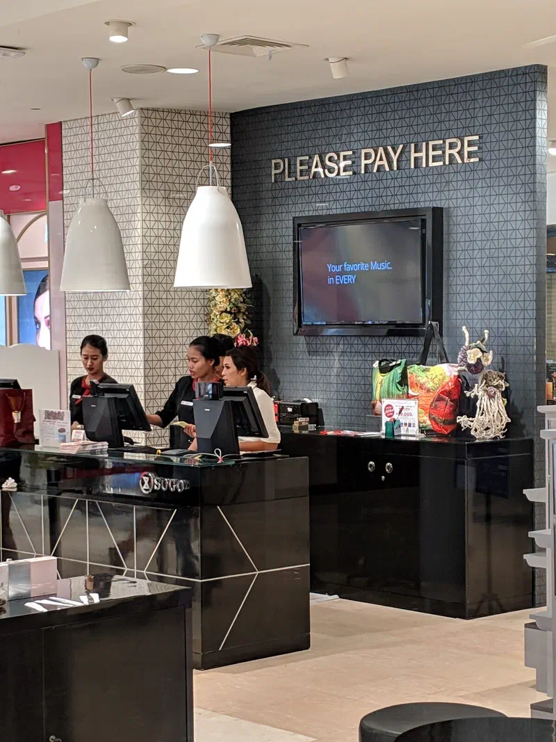 TV above the cashier counter